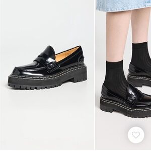 Proenza Black Patent Leather Loafers size 38